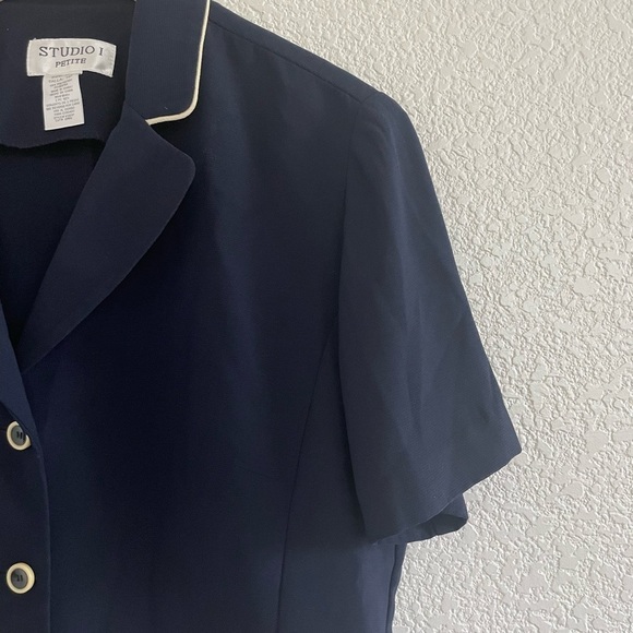 Studio I Navy Blazer with White Trim - Picture 2 of 7